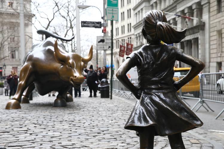 women day girl wall street bull happy international women day